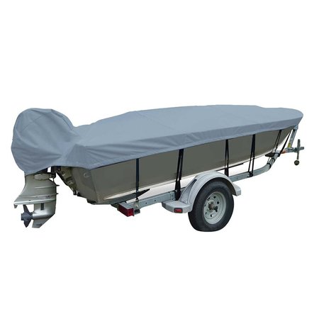CARVER BY COVERCRAFT Carver Poly-Flex II Wide Series Styled-to-Fit Boat Cover f/17.5&#39; V-Hull Fishing Boats - Grey 71117F-10